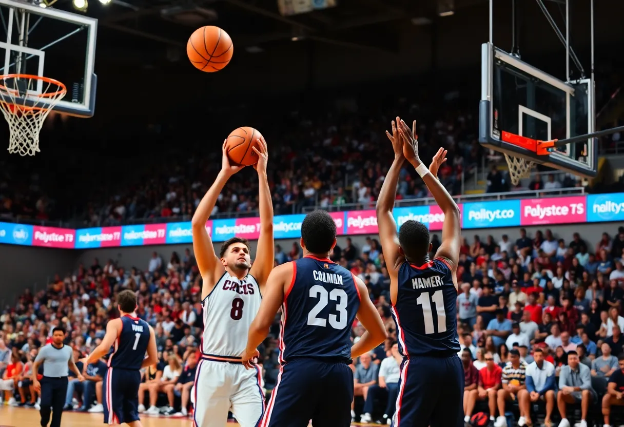 North Carolina Tar Heels basketball team playing against Notre Dame