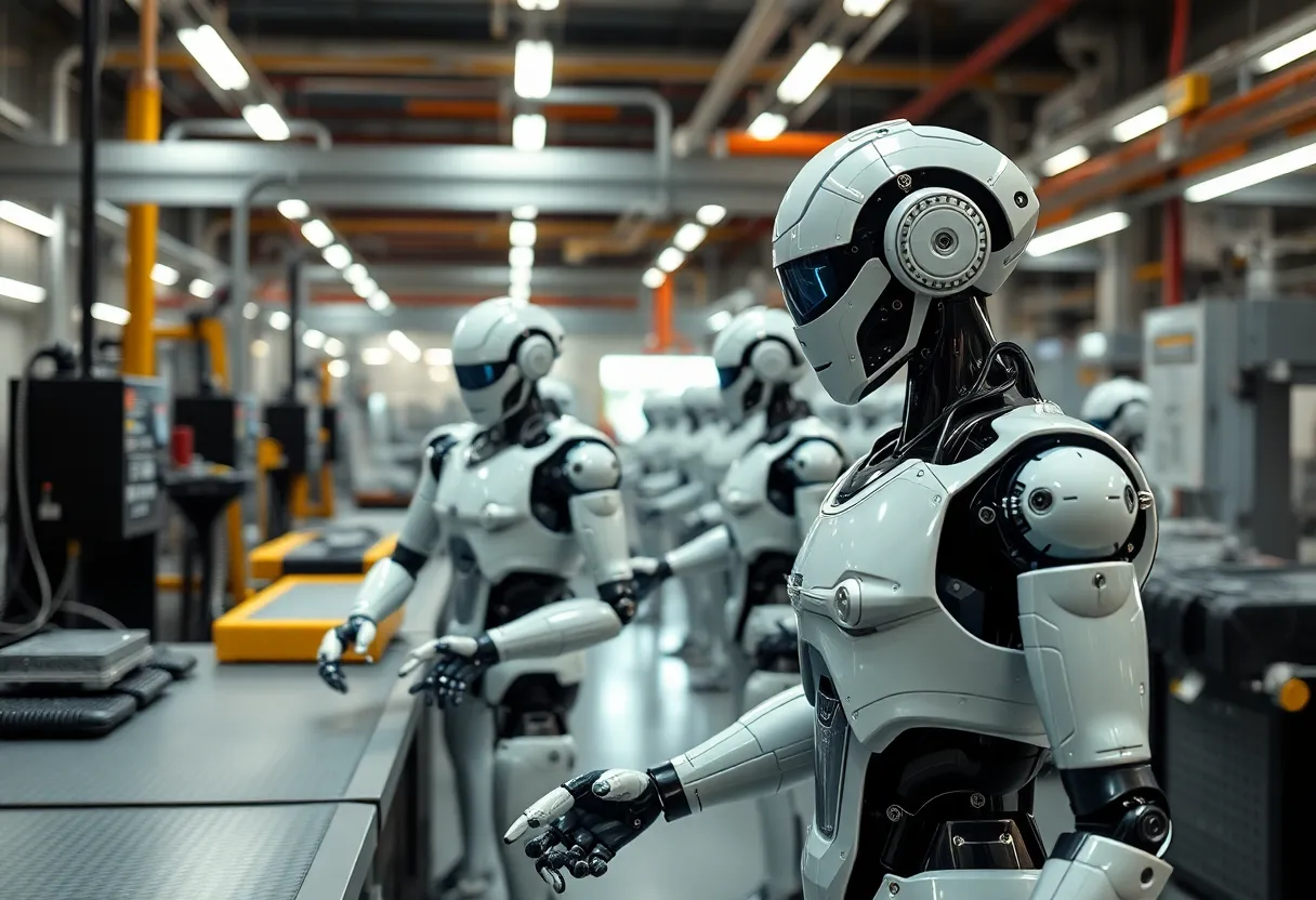Humanoid robots being manufactured at Tesla factory
