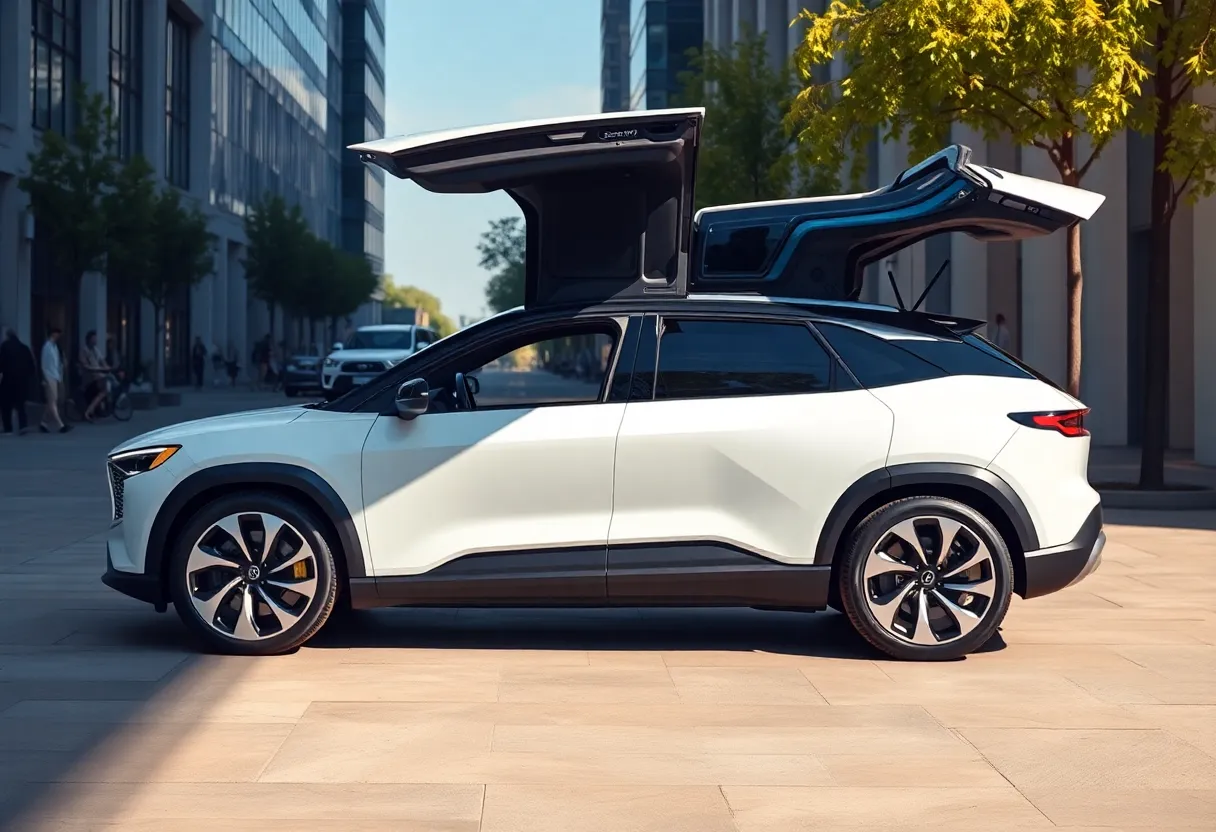 Tesla Model X electric SUV with Falcon Wing doors open