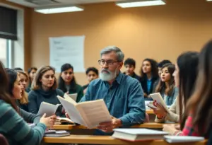 Philosophy professor teaching a class at Texas A&M University