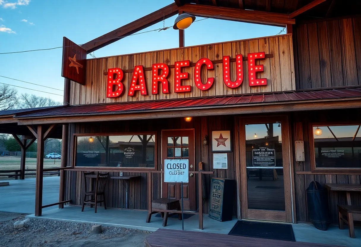 Closed Texas barbecue restaurant