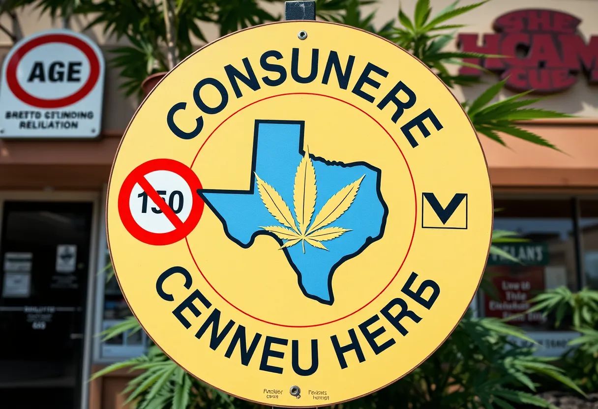 Illustration of Texas consumable hemp industry with regulations and age restrictions
