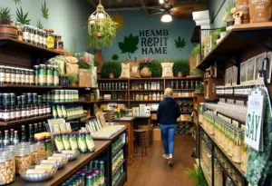 A vibrant hemp retail store in Texas displaying various hemp products.