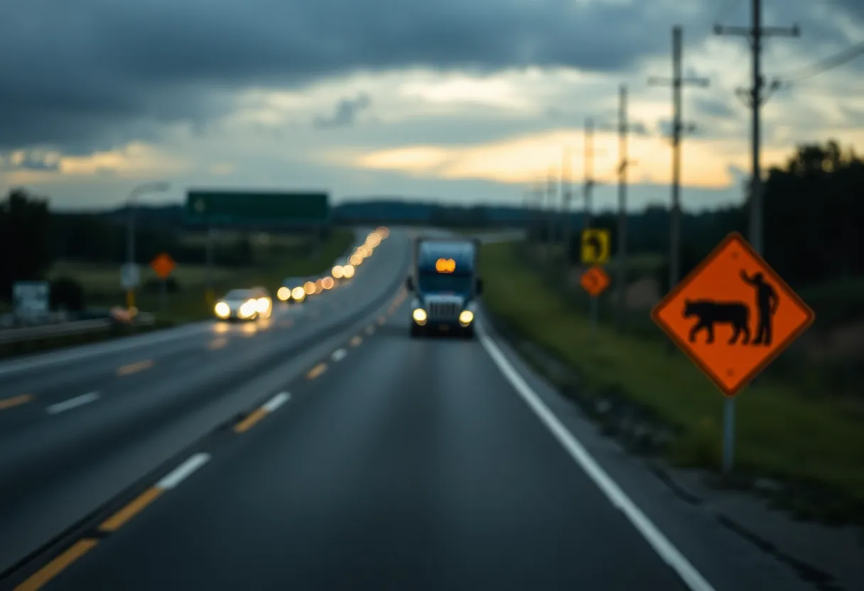 Texas highway with safety signs indicating caution and awareness for drivers