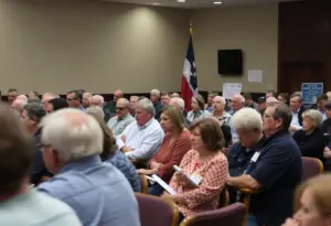 Residents discussing new vehicle ID rule at a public hearing in Texas