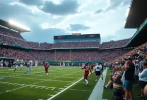 Texas Longhorns players in action during a football game