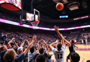 Texas Longhorns women's basketball team celebrating a win against Mississippi
