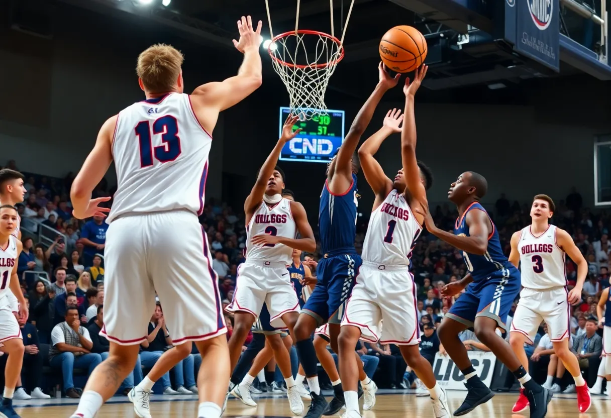 Texas Longhorns dominating Texas A&M in a basketball game