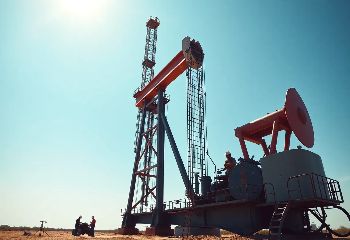 Workers at an oil rig in Texas