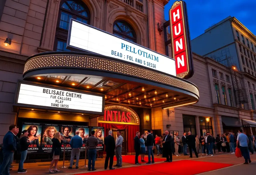 Crowd gathering for Texas Rhapsody film premiere at Paramount Theatre