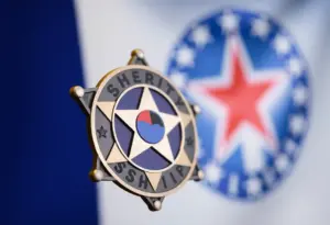 Texas county sheriff's badge with state flag