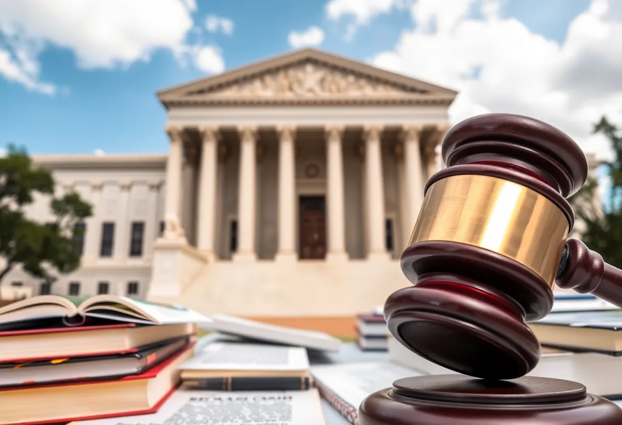 Texas Supreme Court with gavel and law books