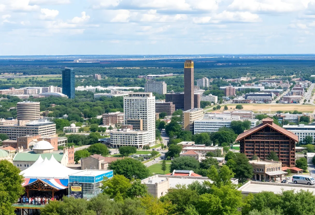 A vibrant depiction of Texas showcasing its cultural festivals and diverse attractions.