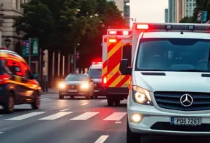 Emergency responders at the scene of a traffic collision