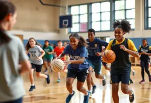 Diverse athletes participating in school sports, representing inclusivity in athletics.