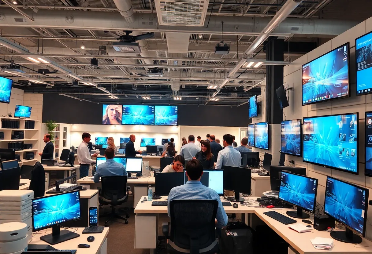 Showroom of office technology solutions with diverse equipment