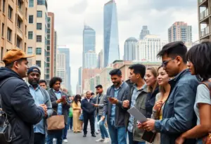 Diverse group of entrepreneurs in an urban setting