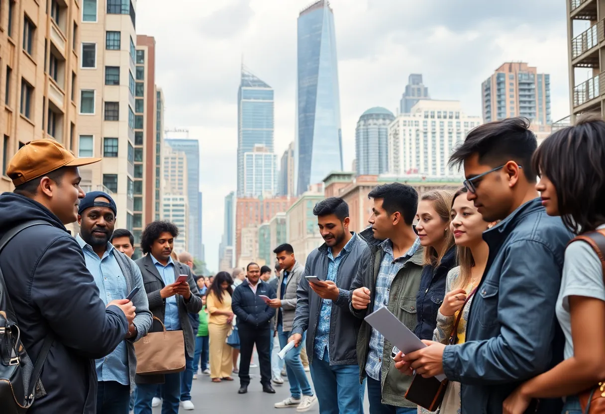 Diverse group of entrepreneurs in an urban setting