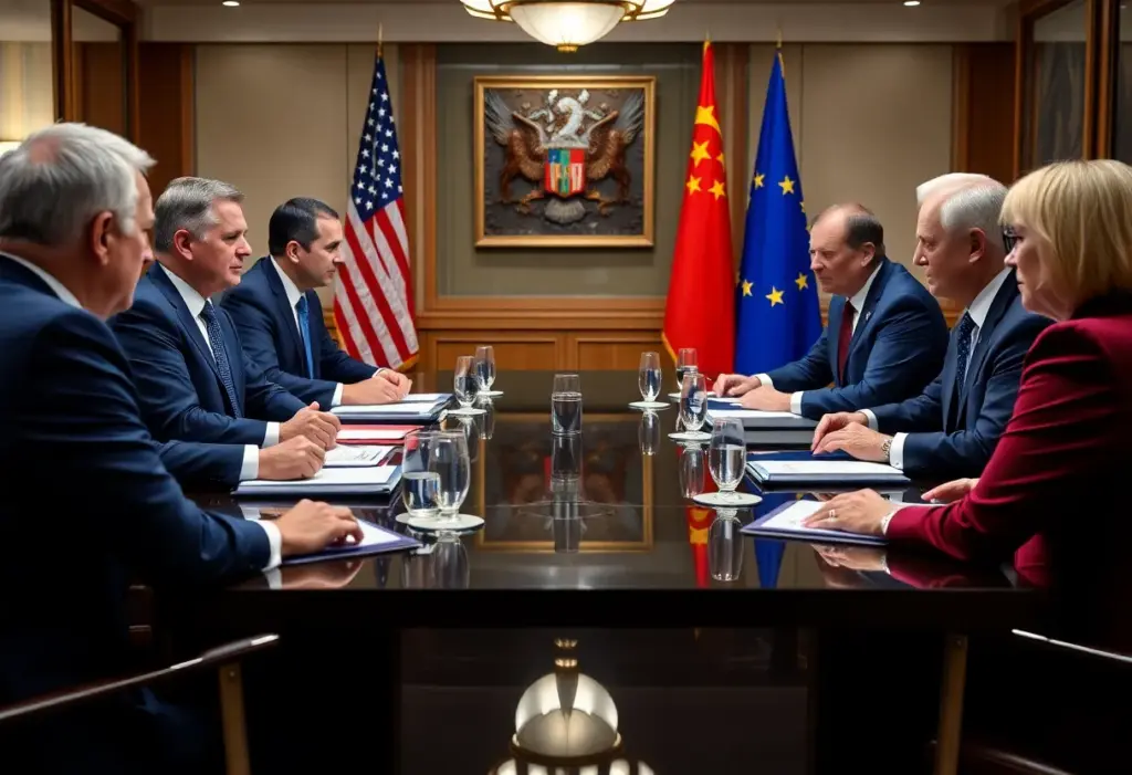 U.S. and European officials in a meeting discussing trade relations.