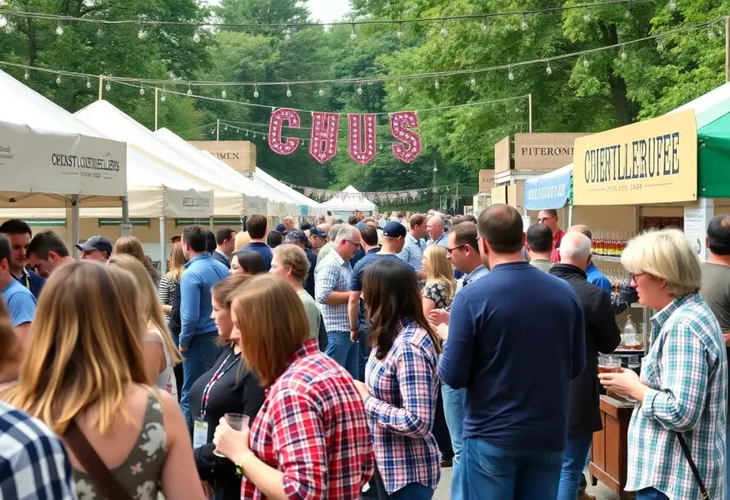 People enjoying whiskey tasting at the Whiskey Riot Festival in Austin.