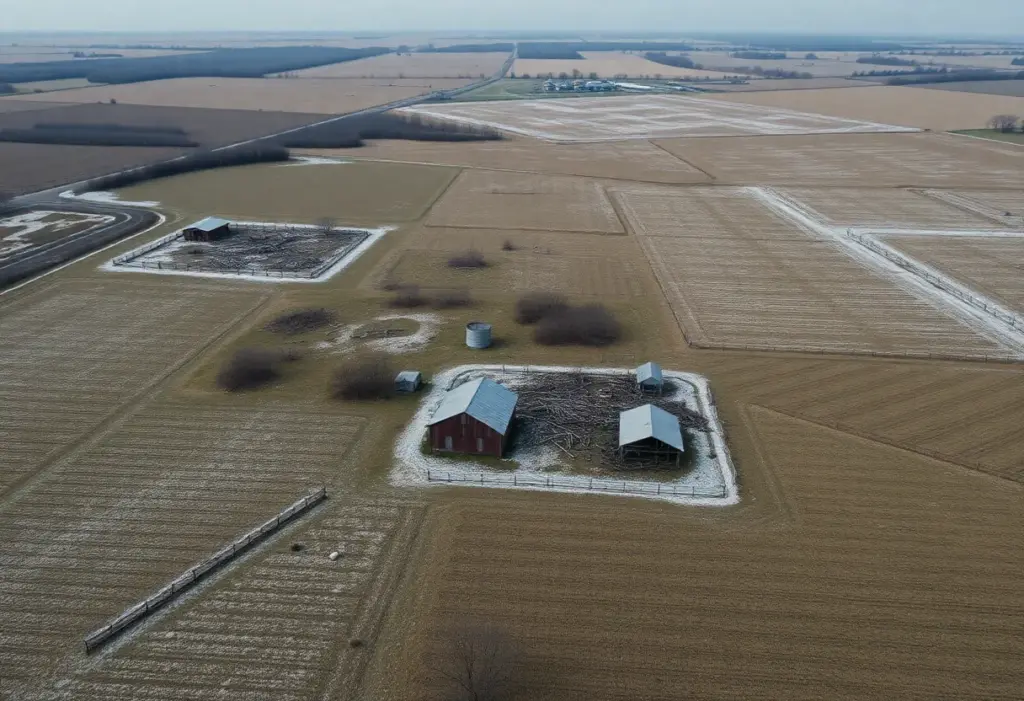 Damaged agricultural infrastructure in Texas after Winter Storm Fern