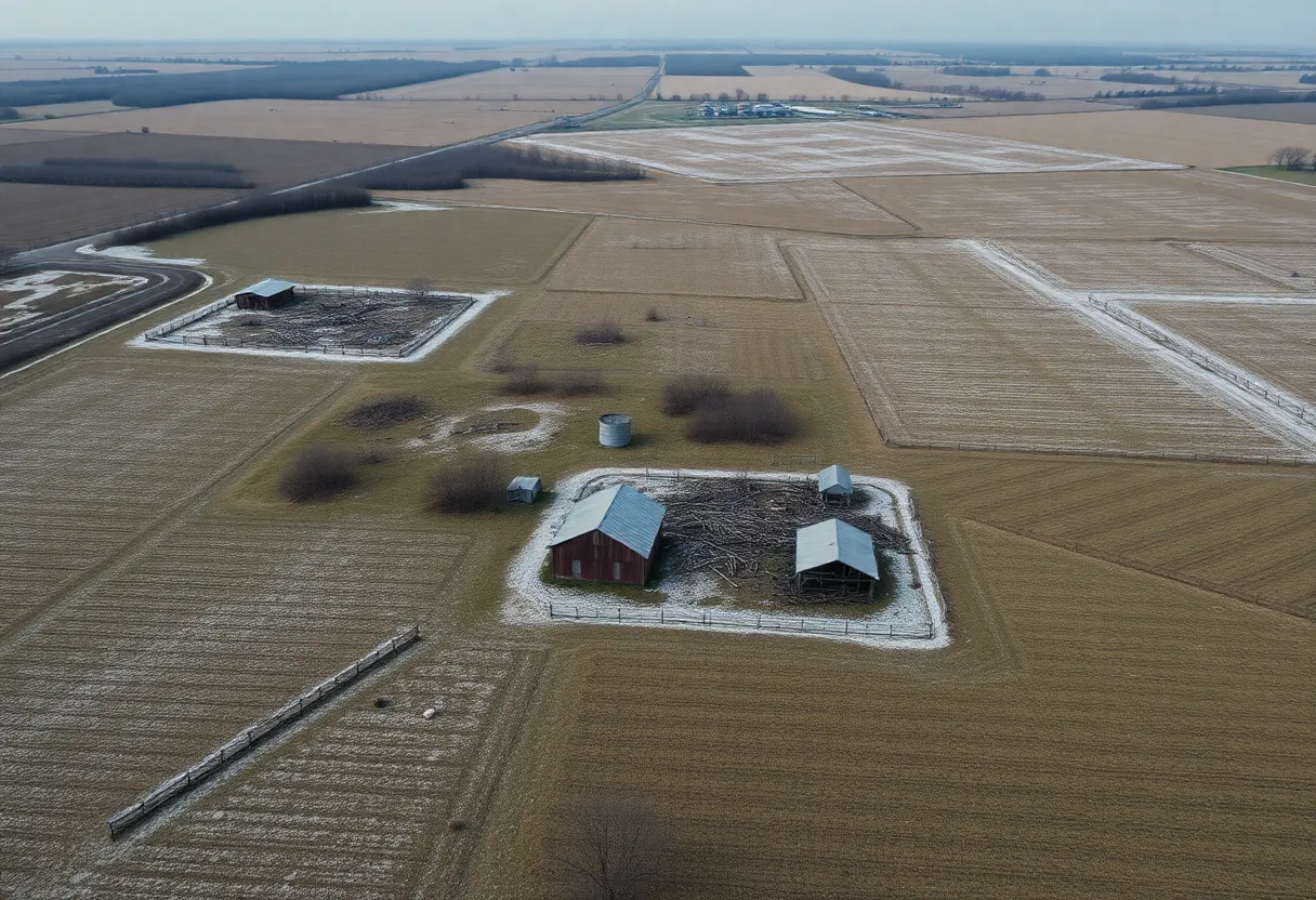Damaged agricultural infrastructure in Texas after Winter Storm Fern