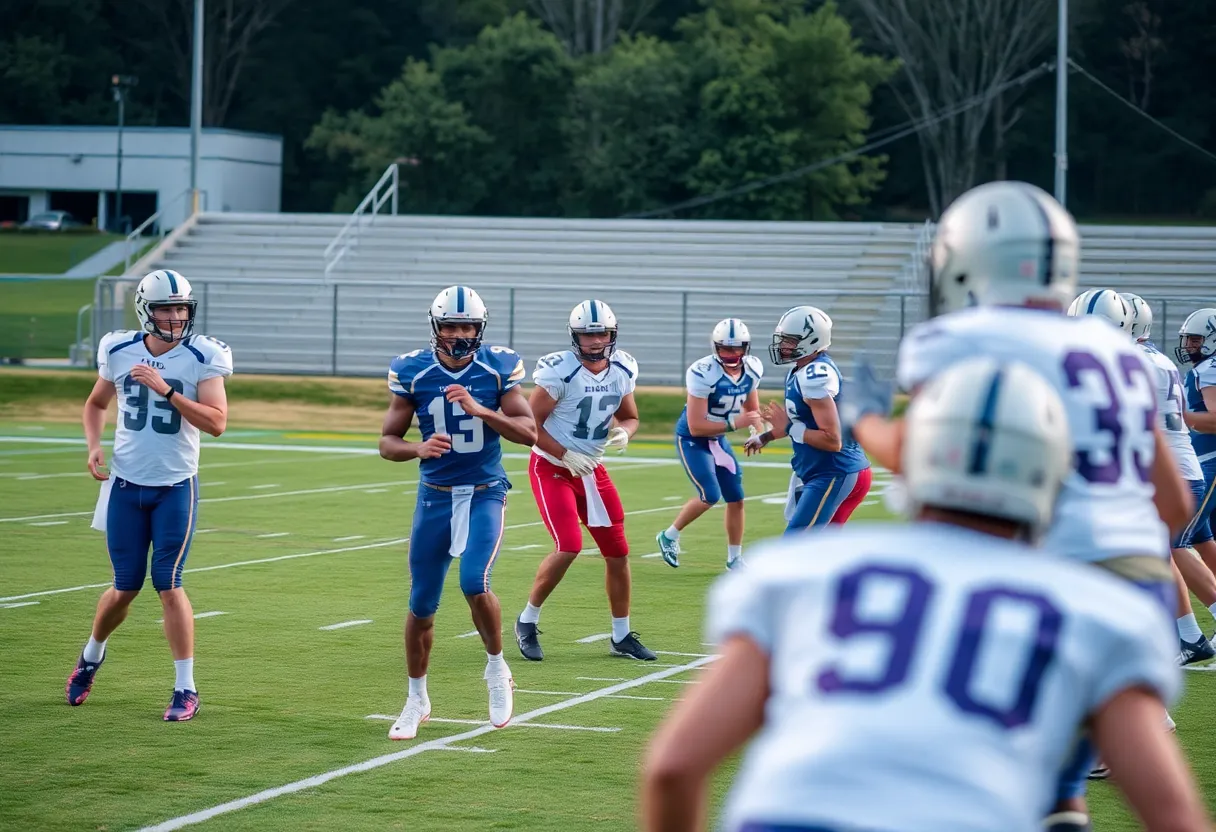 Wisconsin Badgers football practice featuring quarterbacks on the field.