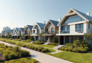 Futuristic neighborhood of 3D-printed homes