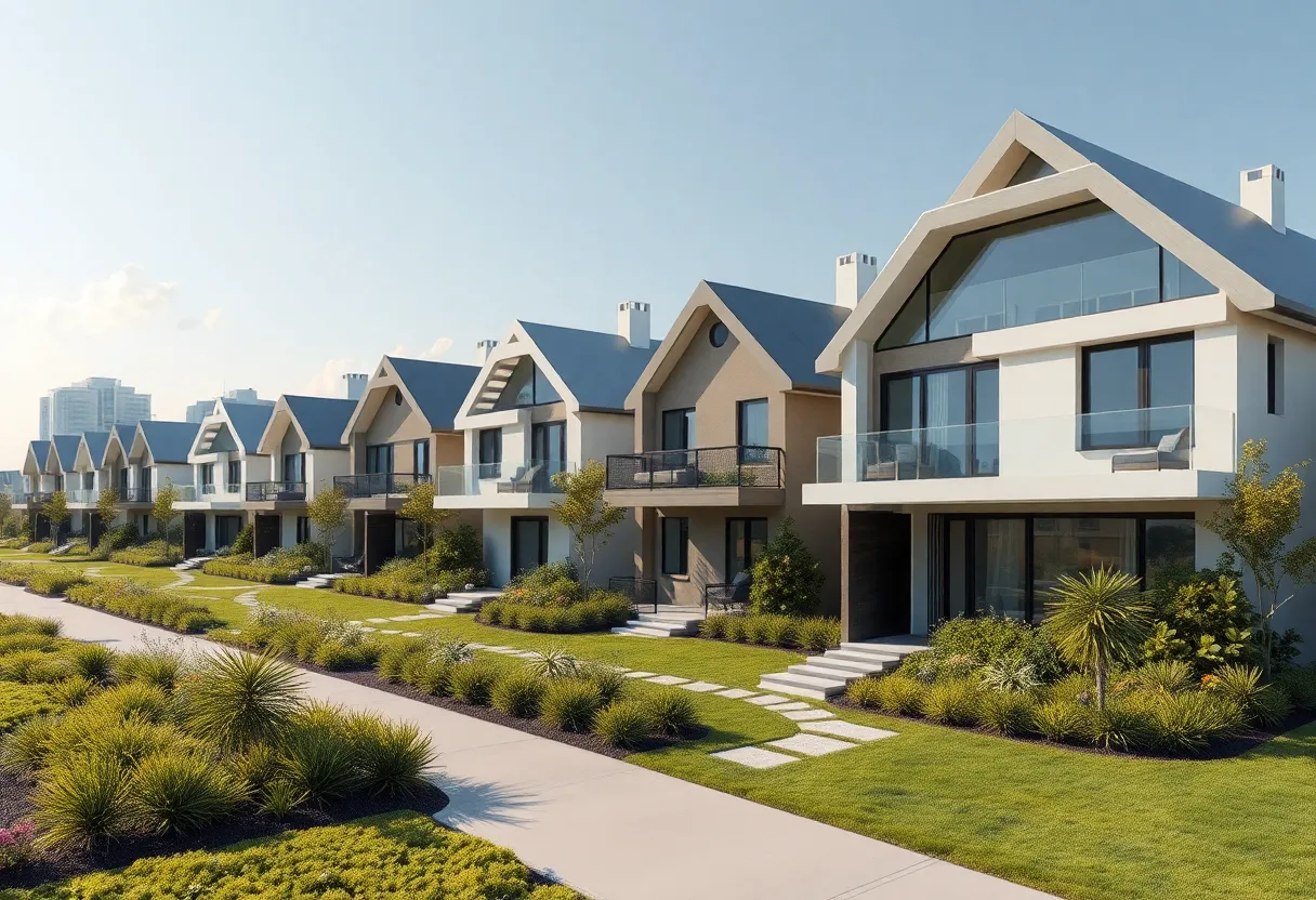 Futuristic neighborhood of 3D-printed homes