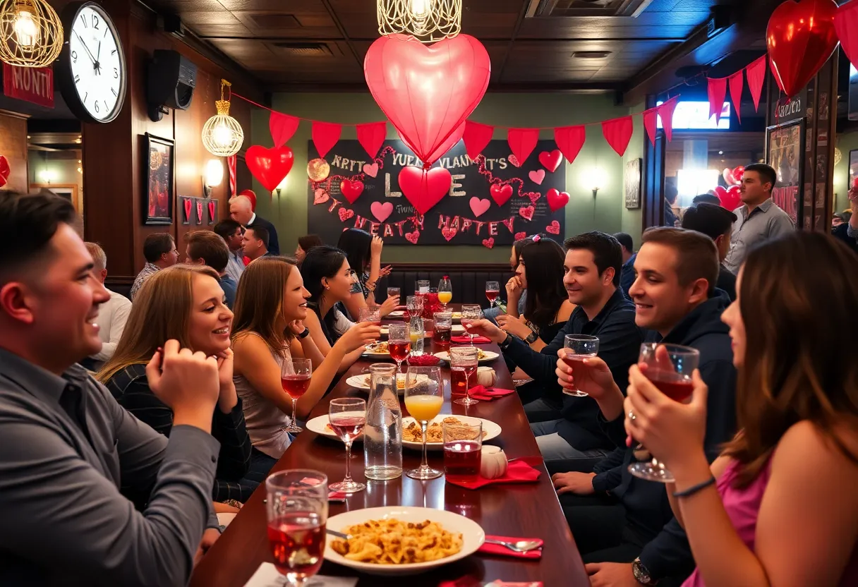 People celebrating Anti-Valentine's Day at The Cedar Door, Austin