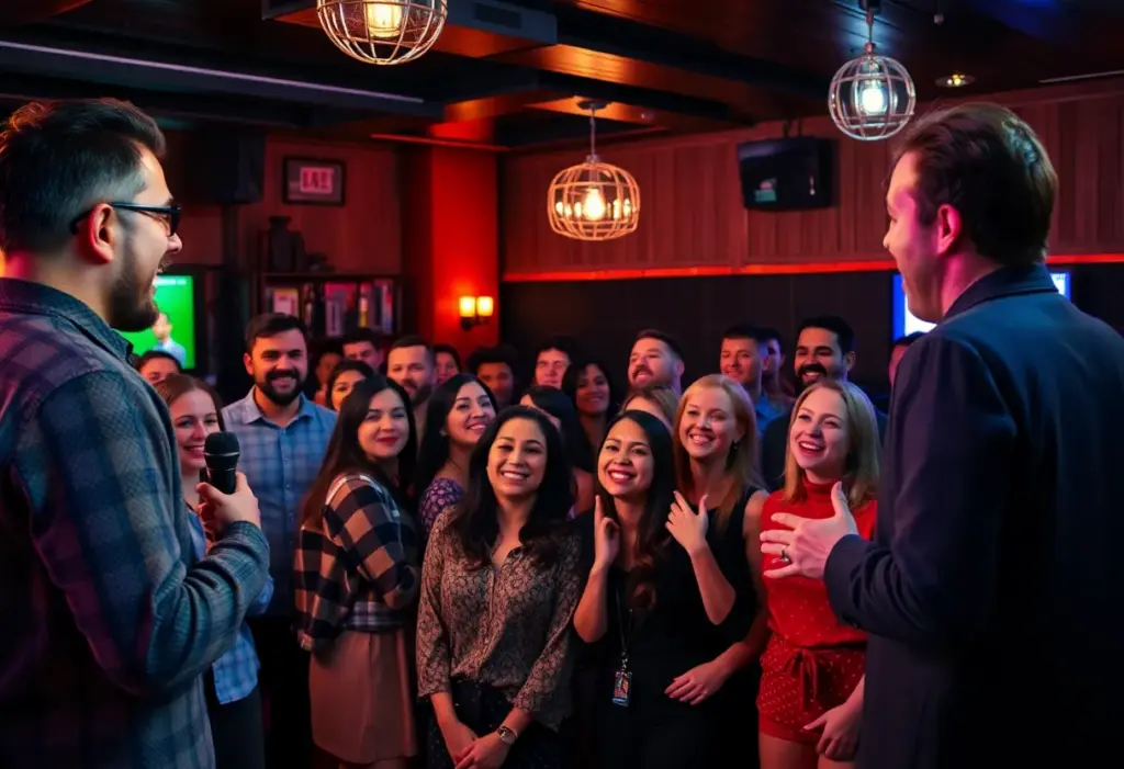 Audience laughing at an Anti-Valentine's Day Comedy Show