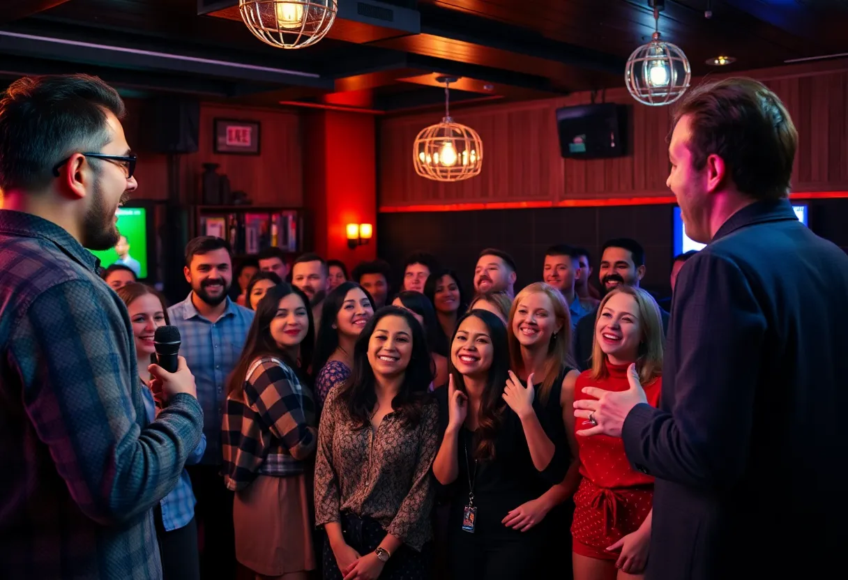 Audience laughing at an Anti-Valentine's Day Comedy Show