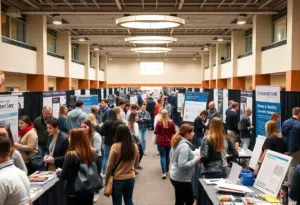 Job seekers interacting at Austin Infrastructure Academy career expo