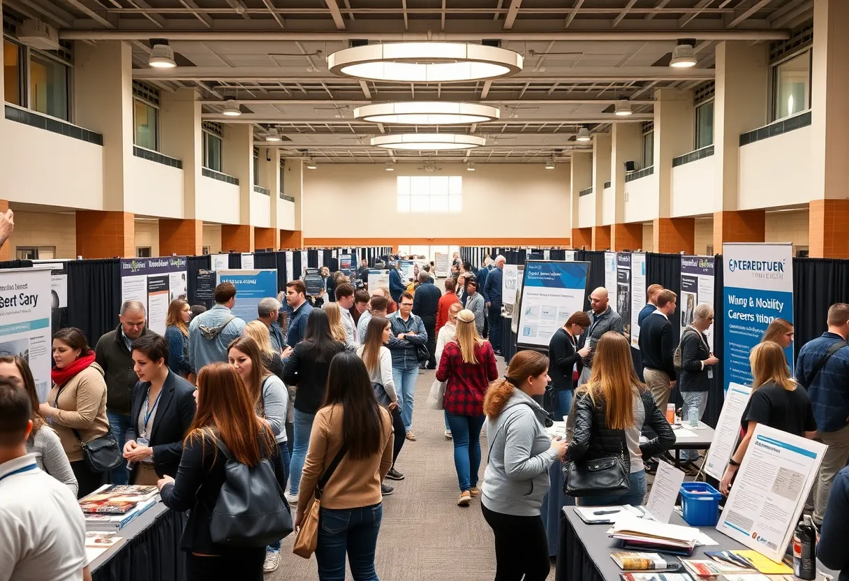 Job seekers interacting at Austin Infrastructure Academy career expo