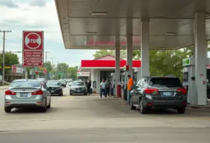 Busy gas station in Austin, Texas