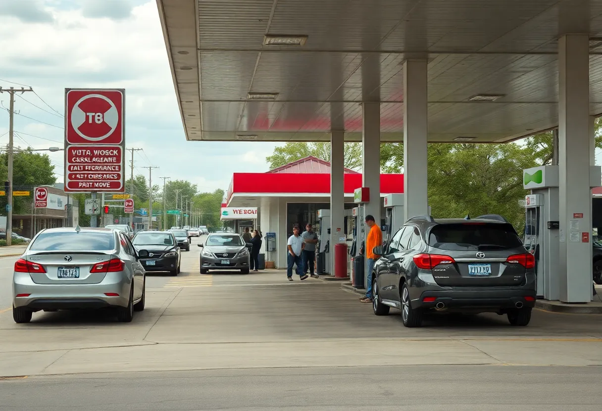 Busy gas station in Austin, Texas