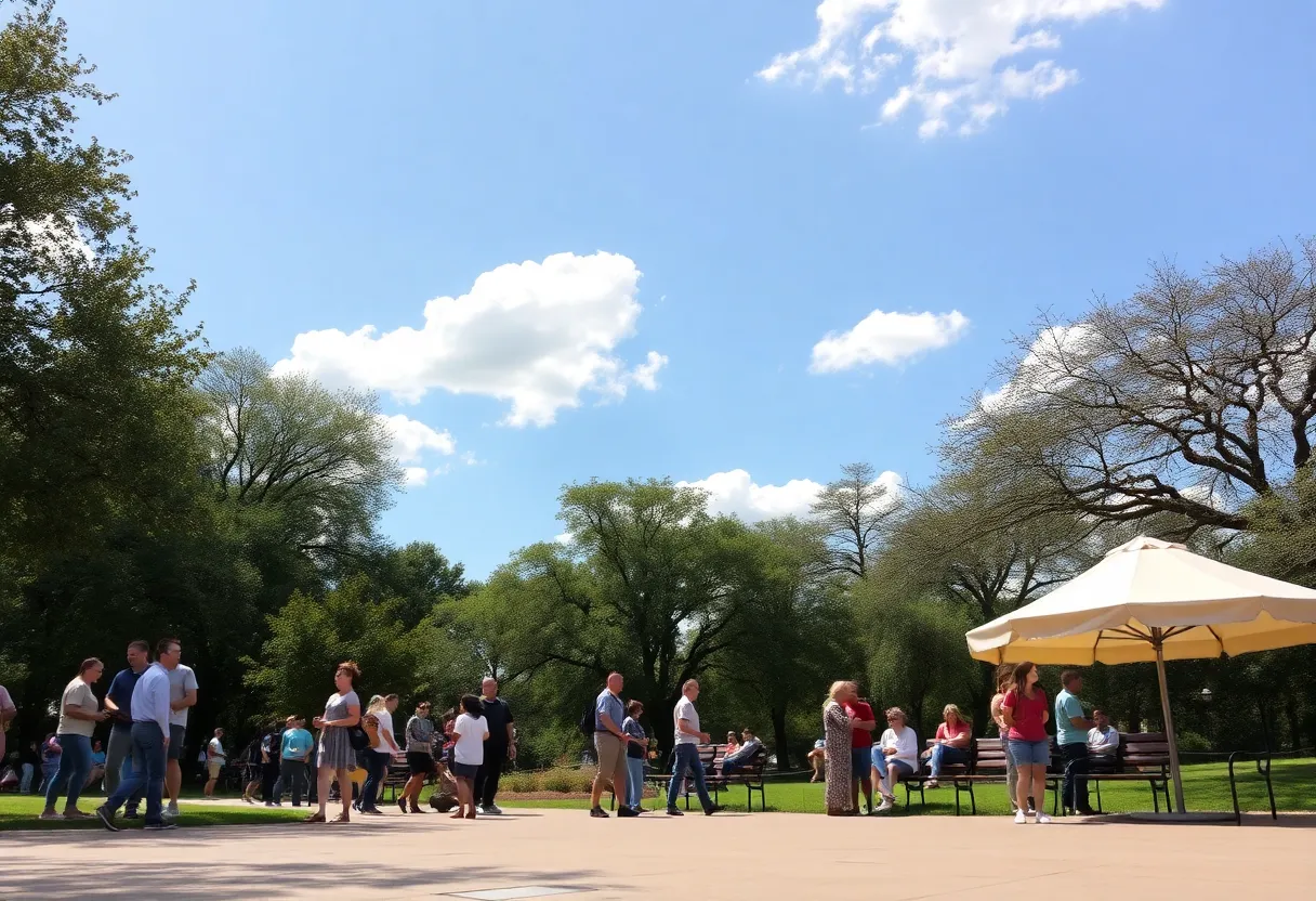 People enjoying outdoor activities in Austin during warm February weather.