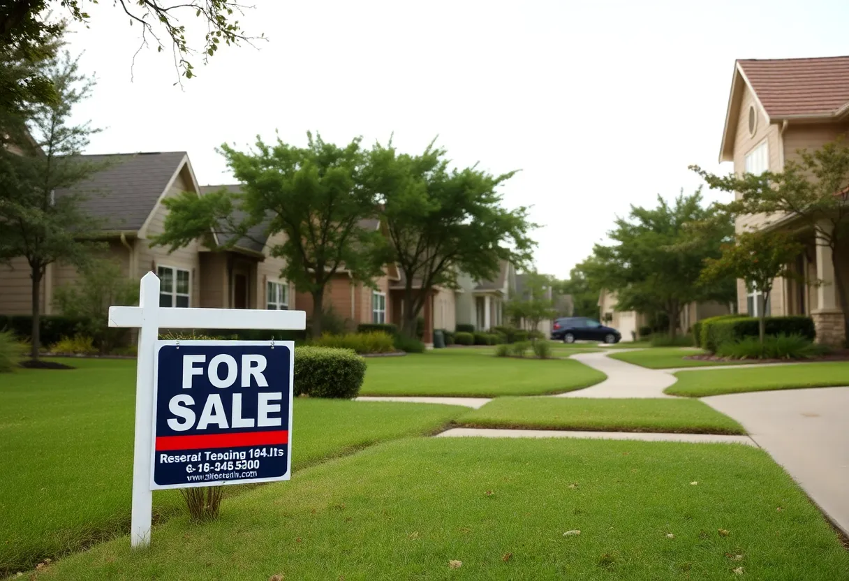 Residential neighborhood in Austin with homes for sale