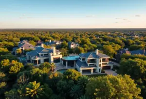 Aerial view of luxury homes in Austin, Texas