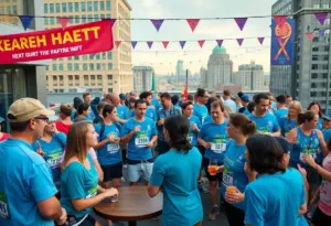 Celebration scene at Cedar Door for the Austin Marathon