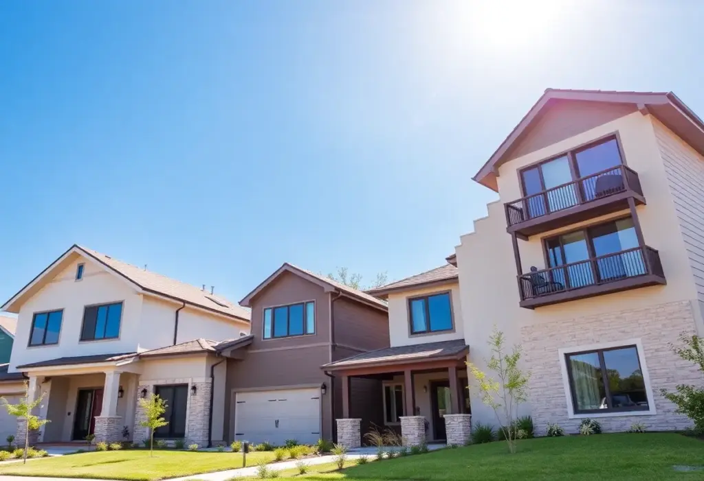Suburban neighborhood in Austin, Texas with diverse homes.