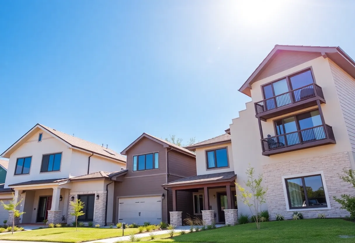 Suburban neighborhood in Austin, Texas with diverse homes.