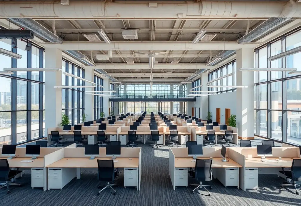 Interior of an empty modern office building in Austin, Texas.