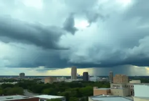 Scenic view of Austin showing contrasting weather conditions