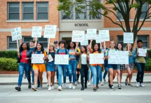 Students protesting for social justice in Austin