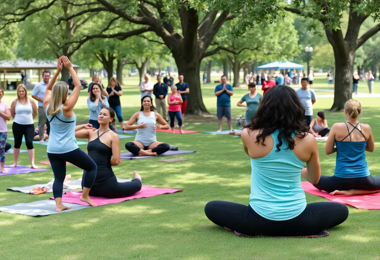 Community members participating in health and wellness events in Bastrop, Texas.