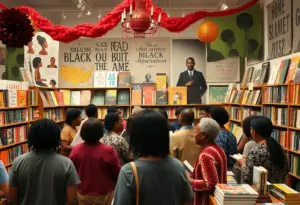 Community event celebrating Black History Month at Black Pearl Books in Austin