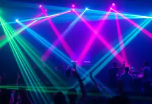 Audience enjoying the Blunts & Blondes concert with vibrant lights.