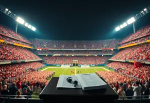 Empty coaching podium in a football stadium