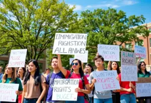 Students protesting against ICE in Central Texas
